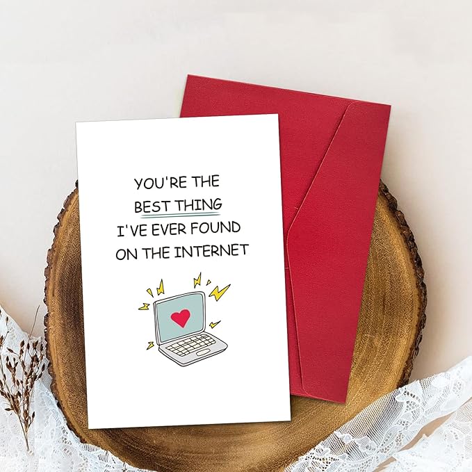 Ogeby Funny Anniversary Card for Boyfriend Girlfriend, Internet Dating Valentines Day Card Gift, Best Thing I've Ever Found on The Internet