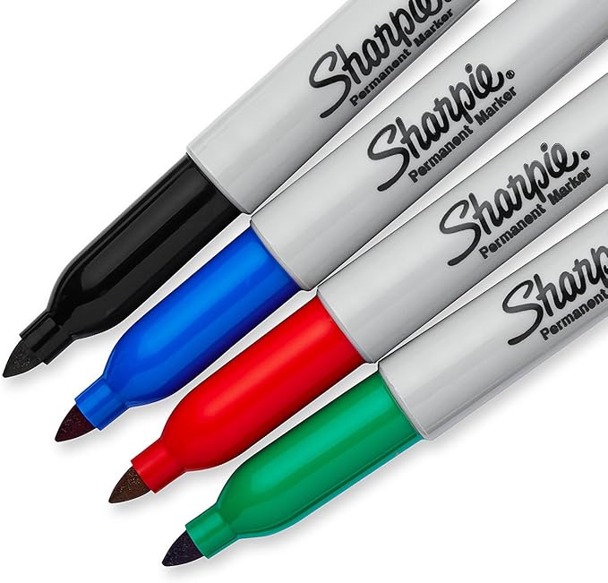 Sharpie Permanent Markers, Fine Tip, Assorted Standard Colours, 8 Pack