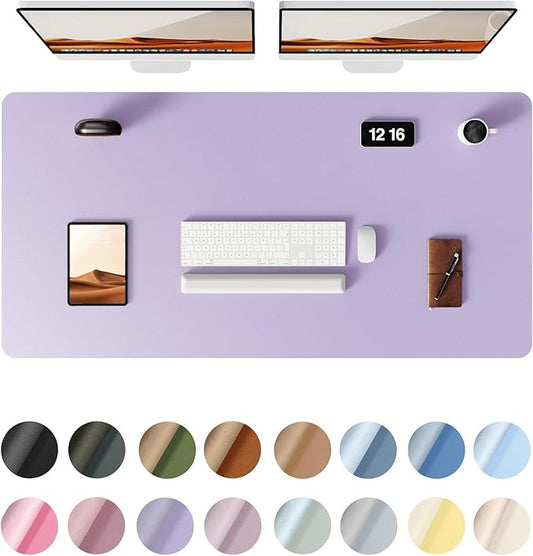 YSAGi Leather Desk Protector, Office Mat, Large Mouse Mat, Non-Slip PU Leather Blotter, Laptop Desk Pad, Waterproof Writing Pad for Office and Home (Light Purple, 47.2" x 23.6")