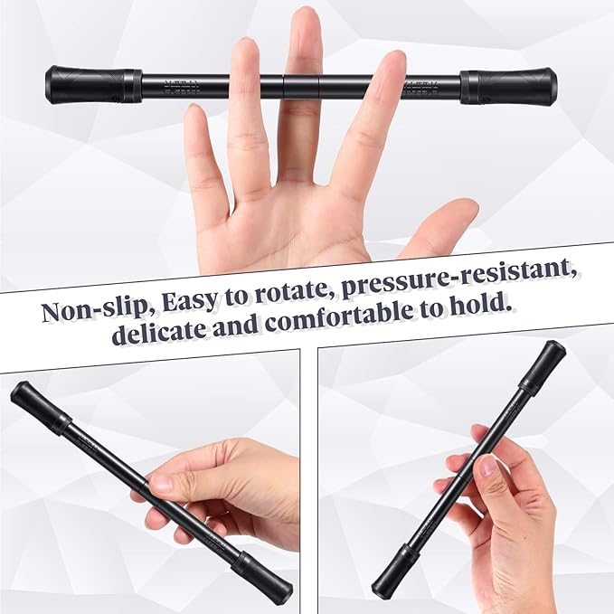 Outus 2 Pieces Spinning Pen Rolling Finger Rotating Gaming Trick Pen Mod with Tutorial No Refill Stress Releasing Brain Training Toys for Adults Office Supplies(Black)