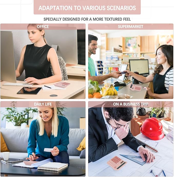 Desk Calculator,Cute Caculator with Dual Power Source,Basic Calculators Desktop with 12 Digit Large LCD Display Big Buttons Simple Financial Calculator for Office Home School(Pink)