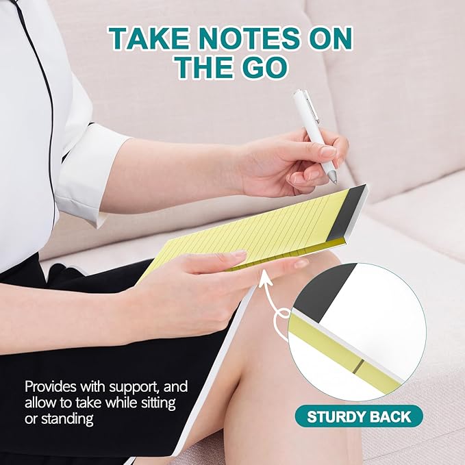 Note Pads 5x8, 8 Pack Small Legal Pads 5x8 Yellow Pad, College Ruled Legal Notepads, Lined Pads of Paper 5x8 Yellow Paper Writing Pads, 30 Sheets Per Notepad for School, Home, Office, Business