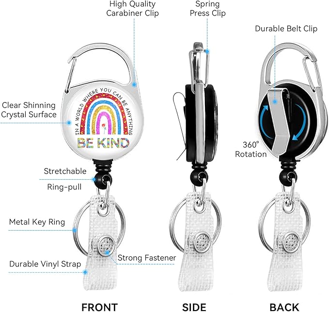 Rainbow Puzzle Badge Holder with Retractable Reel and Breakaway Lanyard，Badge Clips Retractable Heavy Duty Badge Reel，Funny Keychain，ID Holder with Breakaway Lanyard for School Nurse Office Teen