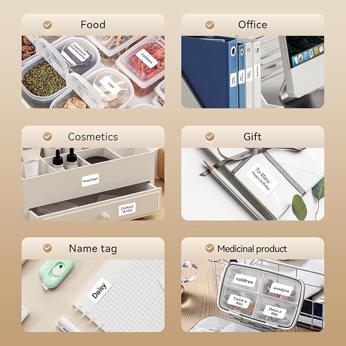 NIIMBOT D11 Label Maker Tape Adhesive White Label Paper 0.55" X 2.36" (14 X 60mm) 110 Labels/Roll, Compatible for NIIMBOT D11 D110 Label Printer, Thermal Paper Black on White, 3-Roll