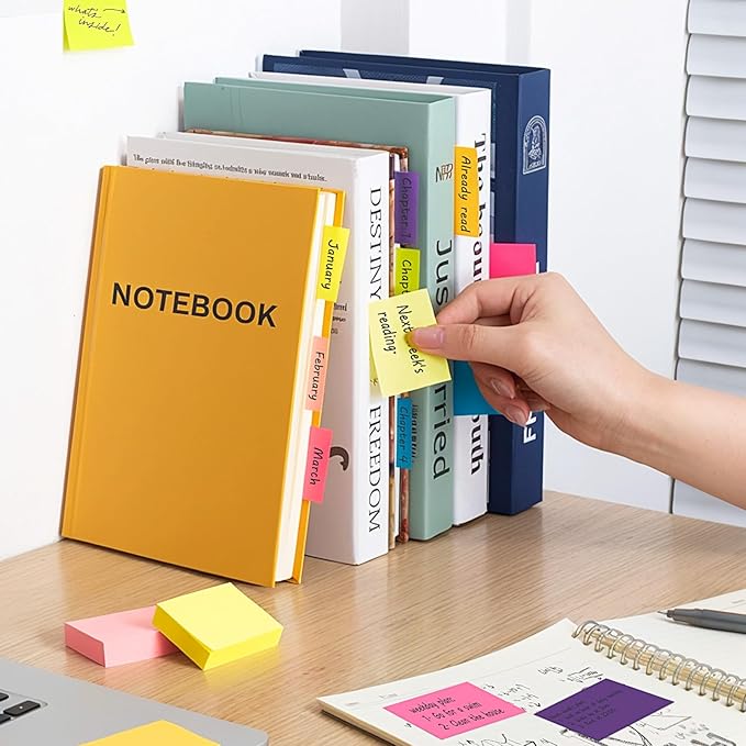 HappyHapi Sticky Notes 1.5x2 Inches Self-Stick Pads, Colorful Sticky Notes 100 Sheets/Pad, 8 Bright Colors Sticky Notes for Office Supplies, School, Home
