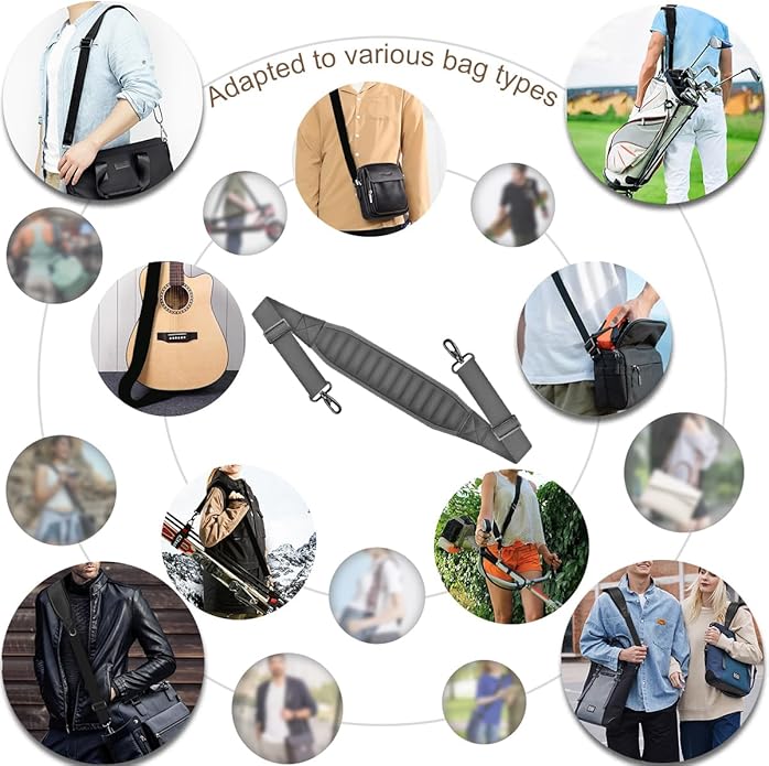 ZINZ 3D Air Cushion Bag Strap 59 inch Adjustable Belt with Padded & Dual Clasps & Swivel Hooks, Comfort Strap for Bags