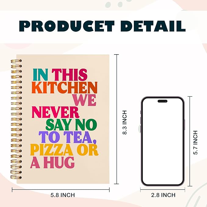 BearCake in This Kitchen We Never Say No to Tea Funny Notebook Journal, Chef Notebook, Gifts for Chefs, Cooking Notebook, Notebooks for Work Note Taking, Hardcover Spiral Notebook 5.5x8.3