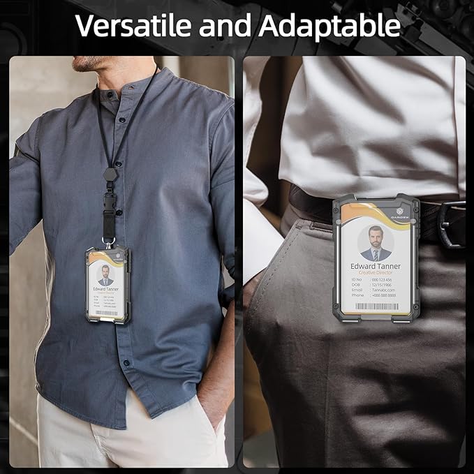 Oaridey Retractable Badge Holder with Belt Clip, Heavy Duty Retractable Keychain with Tactical ID Card Holder (Holds 6 Cards) - 31.5” Retractable Badge Reel Key Chain