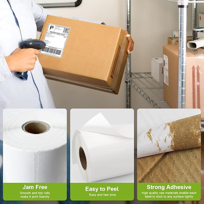 Compatible 2" x 1" Direct Thermal Labels Replacement for Barcodes Postage Address Shipping Compatible with Rollo & Zebra Desktop Printers Adhesive & Perforated (24 Rolls, 1300 Labels/Roll)