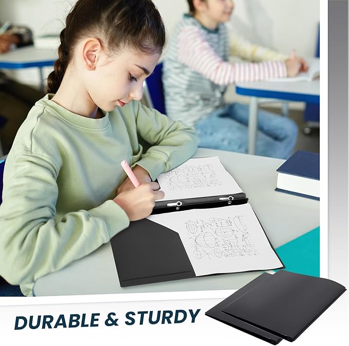 Yeaqee 60 Pcs Plastic Folders with Pockets and Prong Plastic Folders with 2 Pockets Pocket for Office, School for Students, Teachers, Office Workers (Black)