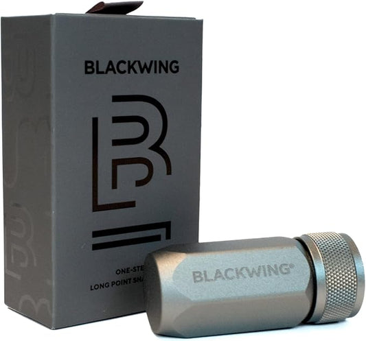 Blackwing One-Step Long Point Sharpener, German Steel Blade, Sharp Curved Point, Machined Aluminum, Grey
