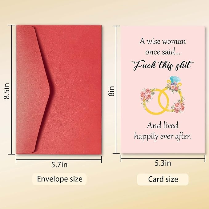 Rude Engagement Card for Best Friends, Funny Wedding Card for Woman Her, Humorous Bridal Shower Gift Idea for Sister Bestie, Wedding Gifts for Bride, A Wise Woman Once Said...
