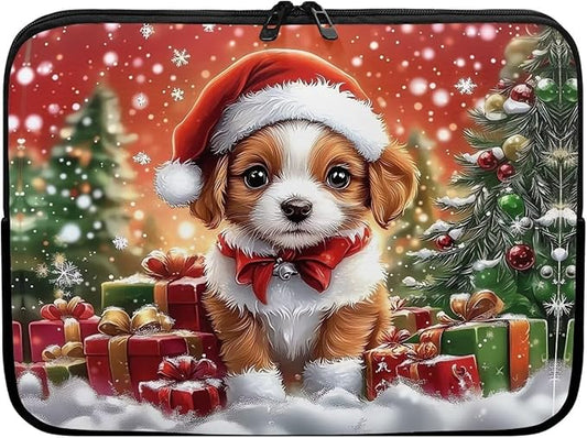 Christmas Dog Laptop Protective Sleeve for Women 12 inch Computer Sleeve Bag Lightweight Zippered Pouches Lap Top Case Suitable for Daily Use Travel School Office Organizers Bag