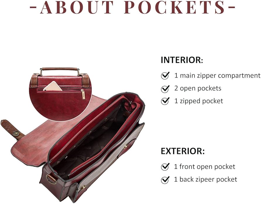 ECOSUSI Vintage Crossbody Messenger Bag Satchel Purse Handbag Briefcase for Women