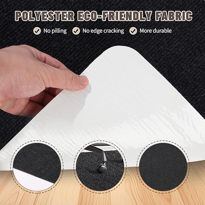 Office Chair Mat - for Hardwood Floors, Large Non-Slip Easy-Clean Floor Protection Blanket (Black, “48 x 36in”).