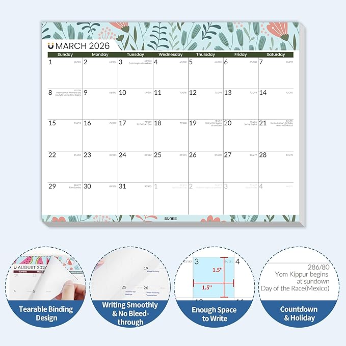 SUNEE Magnetic Calendar for Refrigerator from Now to June 2027 Wall Calendar, Fridge Calendar 3 Year Planner with Magnet for Monthly Program, 8.5"x11" Tearable Paper Calendar, Seasonal Color