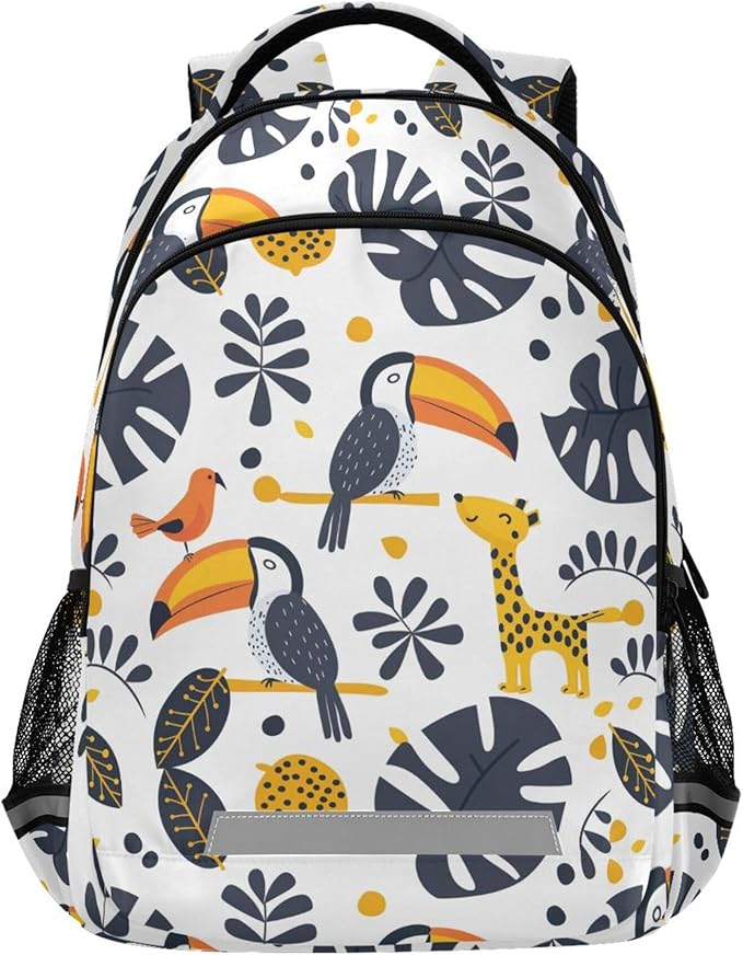 MNSRUU Laptop Backpack with Chest Strap, Toucans School Backpack, Travel Hiking Backpack for Boys Girls Teen Adult, Rucksack, Knapsack