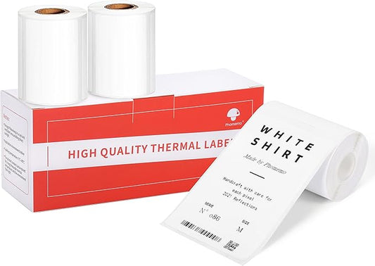 Phomemo [3x100 pcs]Original Labels for M110 M100 M220 M221, 1.97''x3.15''(50x80mm),Square,White,100 Label/Roll,3-Roll, Adhesive Thermal, for Clothing, Ingredient, Logo, Barcode, Address, for M120/M200