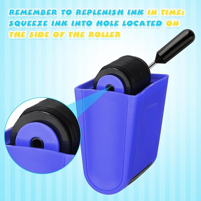 Sherr 2 Handwriting Line Stamp Roller Dashed Handwriting Lines Practice Roller Stamp for Kids, Teachers Kindergarten Education Classroom Back to School Need(2.72 x 2.44 x 1.54 Inch,Blue Purple)