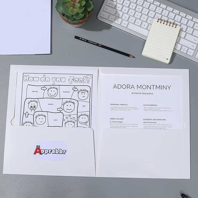 2 Pocket Glossy Laminated White Paper Folders Letter Size Presentation Folder Bulk Two Pocket Portfolio Folder for School Supplies Teacher Office Business Home (Box of 50)