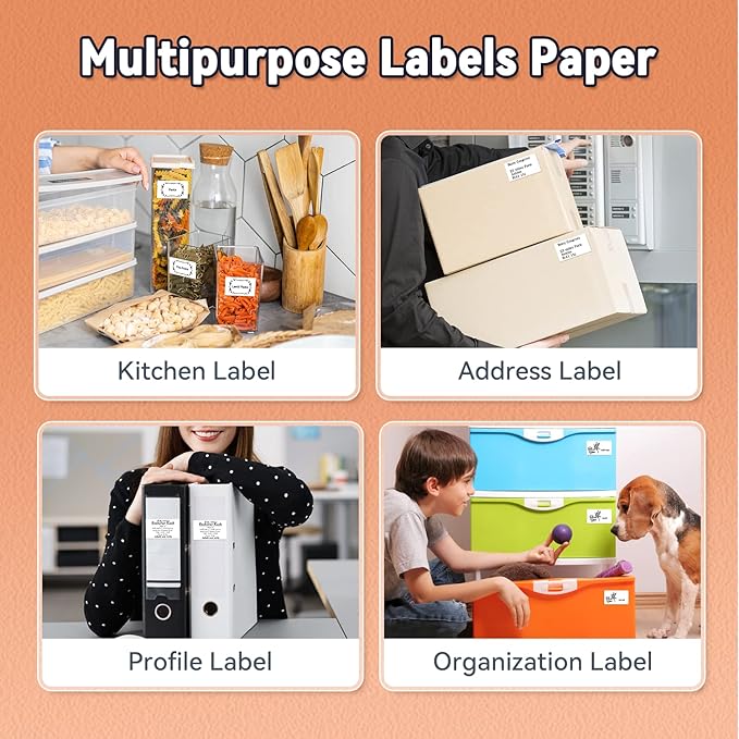 Phomemo Thermal Labels, Address Barcode Thermal Stickers for M220/M221/M200/M250 Label Printer Machine, 2.75"x1.57"(70x40mm),180 Labels/Roll, for Barcode/Address/Mailing/Logo,Black on White
