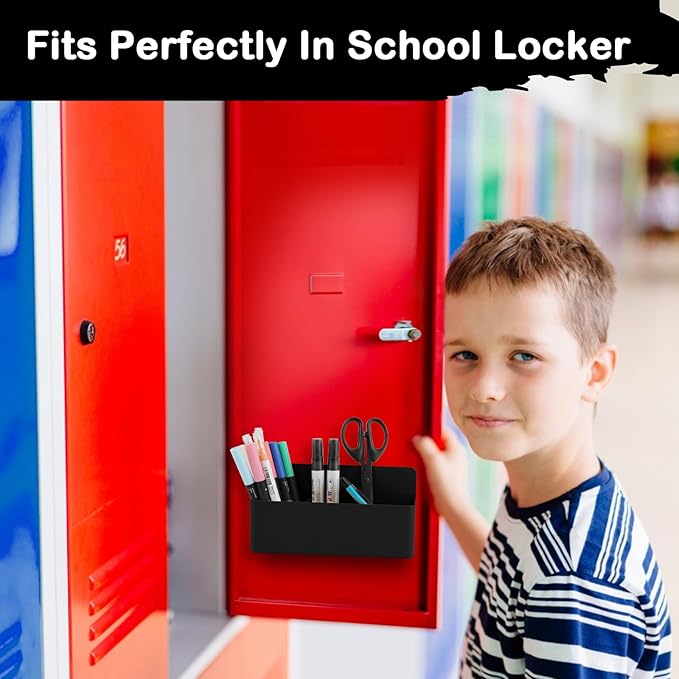 Magnetic Pen Holder,3 Compartments Magnetic Dry Erase Marker Holder,Extra Strong Magnet Storage Marker Pen Pencil Organizer for Refrigerator,Whiteboard,Locker Accessories(Long Style)