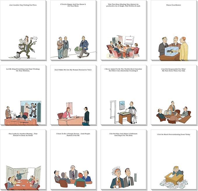 Funny Notepads with Sayings Sticky Funny Office Supplies to Do List Sarcastic Work Assorted Notepad for Workers, 12 Designs, 3 x 3.93 Inch(Novelty Style)