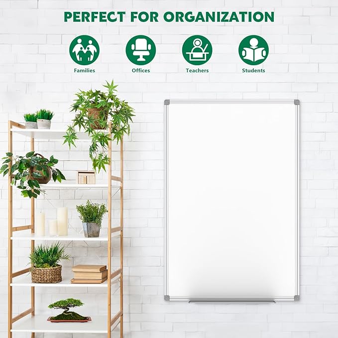 Lockways 48 x 36 Inch White Board 2 Pack | Dry Erase Board Magnetic Whiteboard for Office School and Home