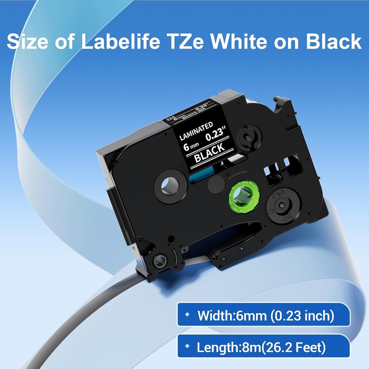 Labelife Black Label Tape 6mm Replace for Brother P Touch TZe-315 TZe TZ Tape 6mm 0.23 Laminated Black 1/4 for Brother Label Maker PT-D210 PT-D220 PT-H110 PT-D400, 4-Pack, White on Black