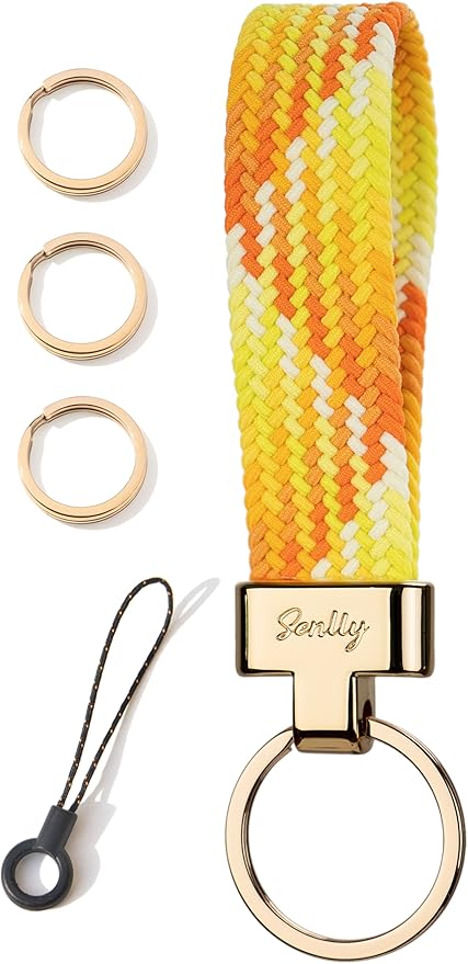 SENLLY Car Keychain, Stretchy Key Holder, Original Elastic Anti-Drop Design Finger Lanyard Strap