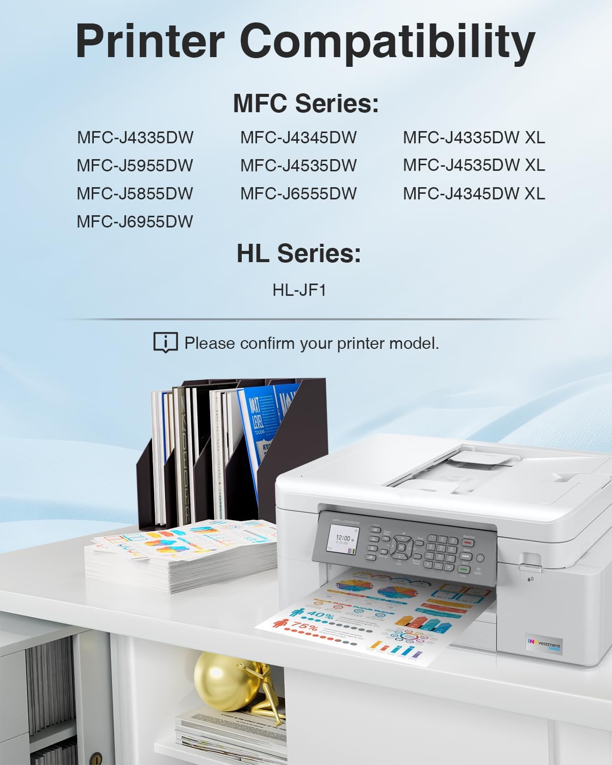 LC406XL Ink Cartridges Compatible with Brother LC406XL LC 406 XL High Yield Work with Brother MFC-J4335DW MFC-J4535DW MFC-J5855DW MFC-J6955DW MFC-J6555DW Printer (4 Pack, Black, Cyan, Magenta, Yellow)