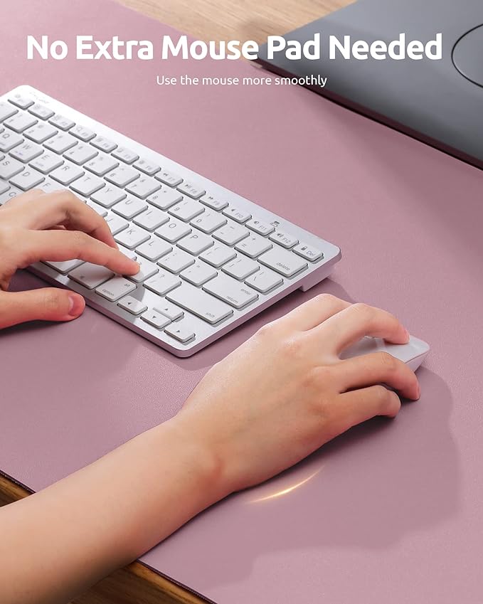 YSAGi Leather Desk Protector, Office Mat, Large Mouse Mat, Non-Slip PU Leather Blotter, Laptop Desk, Waterproof Writing Pad for Office and Home (Pale Mauve, 35.4" x 17")