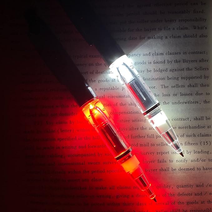 Penyeah Pen Light,3 in 1 Light Up Pens with Touchscreen Rubber Tip Stylus, Great Light Pen for Nurses Students Doctors for Writing in the Dark (White/Red)