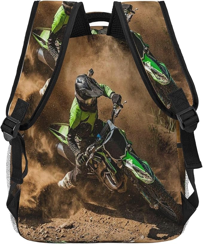 Motocross Dirt Bike Backpack Travel Laptop Backpacks Ruckasck Book Bags School Bag for Boys Girls Kids Childrens Teenager Men Women