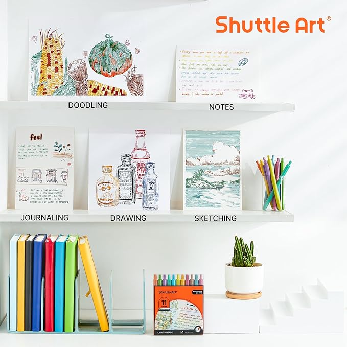 Shuttle Art Colored Retractable Gel Pens, 11 Vintage Ink Colors, Cute Pens 0.7mm Medium Point Quick Drying for Writing Drawing Journaling Note Taking School Office Home