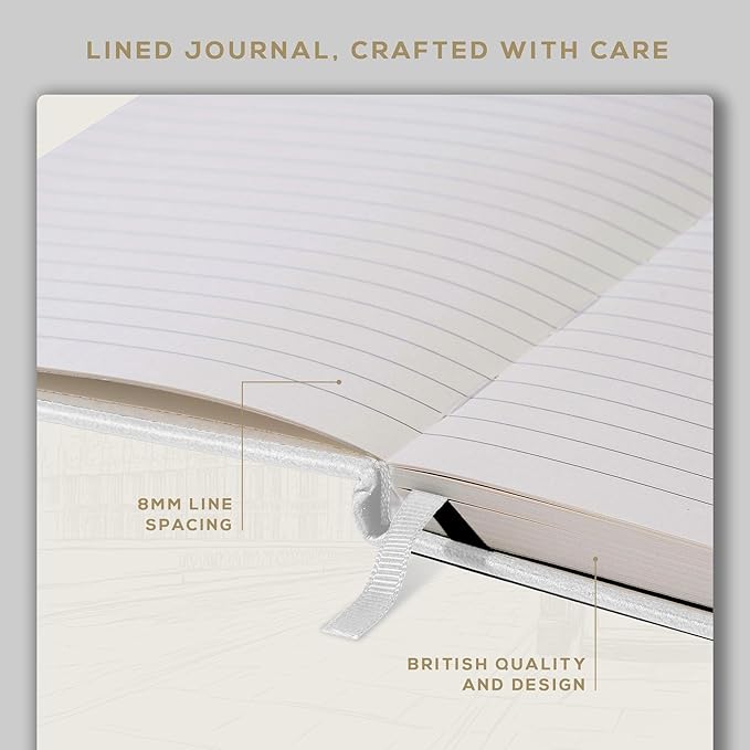 BEECHMORE BOOKS Lined Journal Notebook, 8.5 x 11.5 inch, A4 160 Lined Pages, Hardcover Leather Journals for Women, Men, Writing and Notebooks for Work - 120 GSM Thick Paper, Gifts Box Included