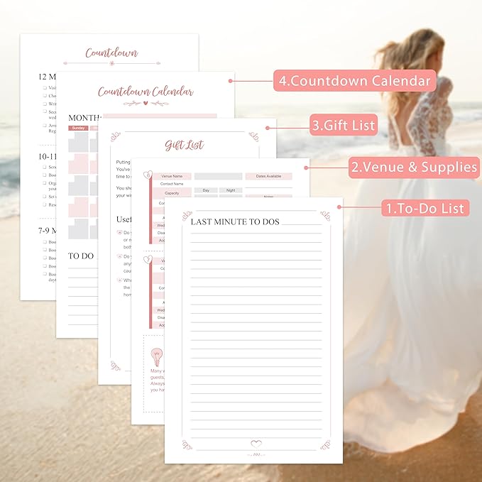 Wedding Planner - Wedding Planner Book/Organizer for The Bride with 5 Tabbed Sections, 6.3" x 8.4", Hardcover with Metal Corner, Inner Pocket, Sticker