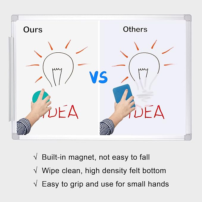 Mini Dry Erase Erasers, IHPUKIDI 48 Pack Magnetic Whiteboard Dry Erasers Chalkboard Cleaner Wiper for Kids and Classroom Teacher Supplies, Home and Office (2 x 2 Inch)