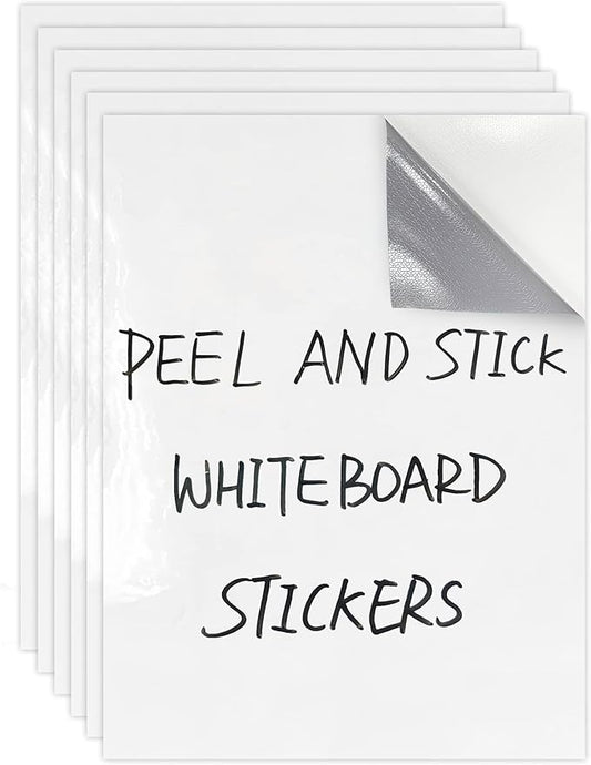 Dry Erase Board Sticker-Whiteboard Stickers-8.27''x11.69'' Removable Dry Erase Sheets-Fridge Magnetic Paper Alternatives for Wall/Desk/Refrigerator/Door/Home/Office/Classroom (White-6Pcs)