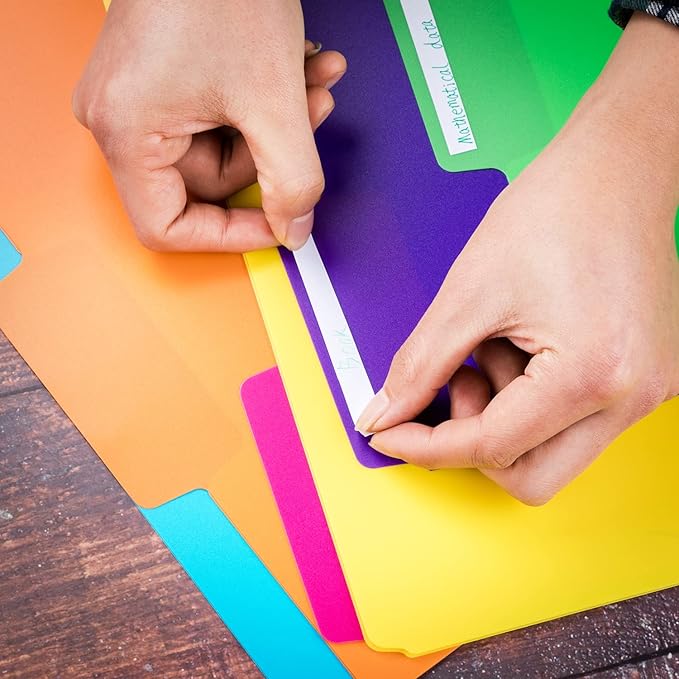 Mr. Pen- Poly File Folders, 1/3 Cut Tab, 6 Pack, Assorted Colors, Letter Size, Colored Letter File Folders for Office Supplies