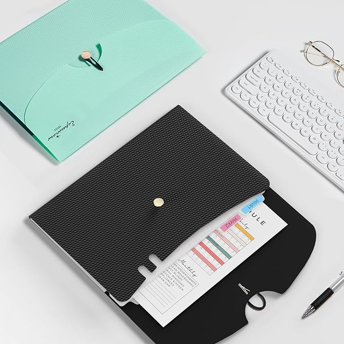 Sooez 7 Pocket Expanding File Folder, Premium Accordion File Organizer, Letter Size Folders for Documents, Sleek Filing Folders with Bungee Closure, Portable Folders for School Office Supplies, Blue