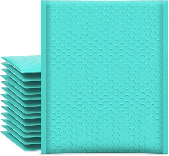 UCGOU Bubble Mailers 8.5x12 Inch Teal 25 Pack Usable Size 8.5x11 Poly Padded Envelopes #2 Medium Mailing Opaque Packaging Postal Self Seal Waterproof Boutique Shipping Bags for Clothes Makeup