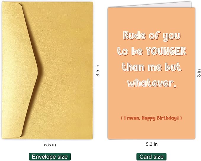 Chenive Funny Birthday Card for Friend Sister Brother, Humorous Birthday Card for Husband Wife, Happy Birthday Card for Men Women, Younger Than Me But Whatever