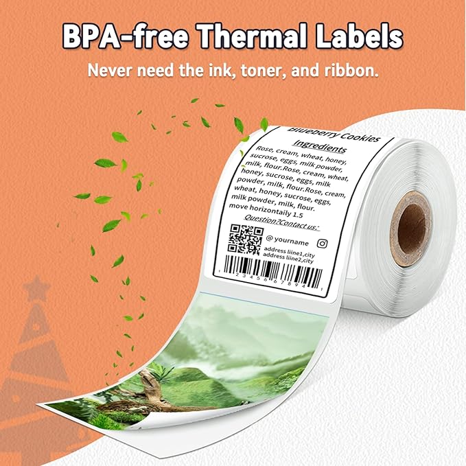 Phomemo Thermal Sticker Label Paper, Multi-Purpose Self-Adhesive Tag for M120/M110/M100/M200/M220/M150/M250 Label Maker Machine, 0.78"x0.78"(20X 20mm), 300 Labels/Roll,Black on White