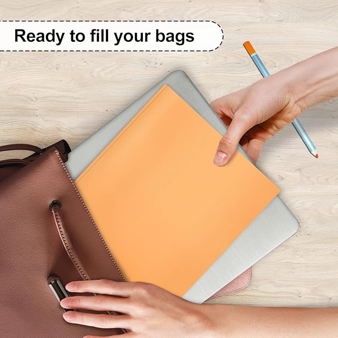 ViVin 12-Pack Sturdy Plastic Folders with Pockets and Prongs, Pastel Color 2 Pocket Poly Folder, fits 8.5 * 11 Letter Size Paper, for School, Home and Office (Light Yellow)