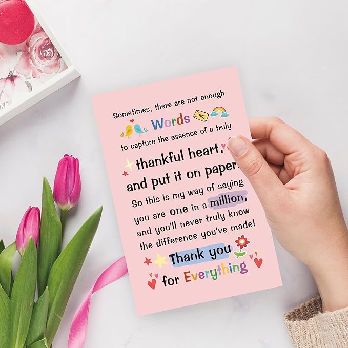 Thank You Card for Friend, Appreciation Cards for Boss Coworker, Poem Thank You Card Gift for Teacher, Sweet Friendship Cards for Him Her, One in A Million