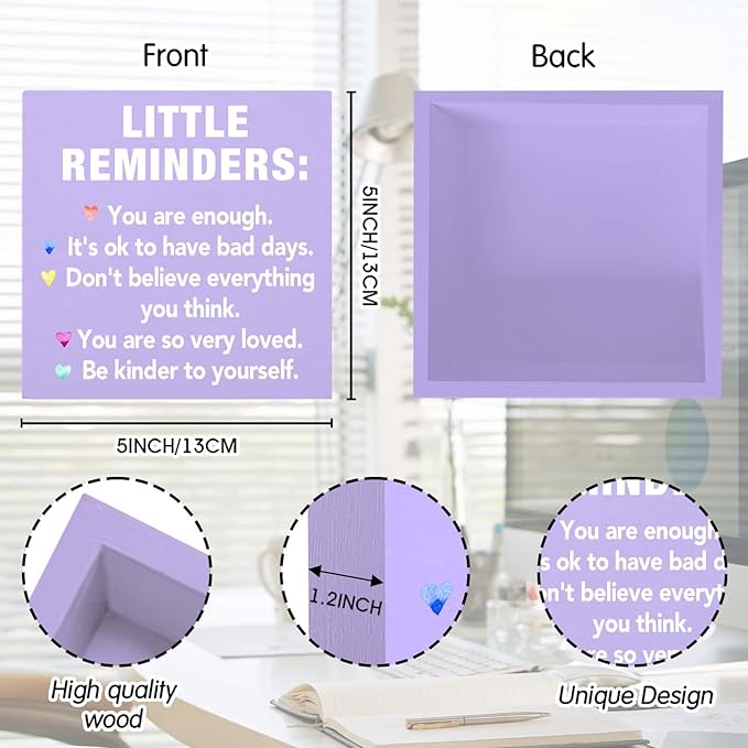 Inspirational Motivational Gifts Purple Office Decor Desk Accessories Little Reminders You are Enough Positive Purple Office Decor Sign Desk Decorations for Women Home & Office Cute Desk Accessories