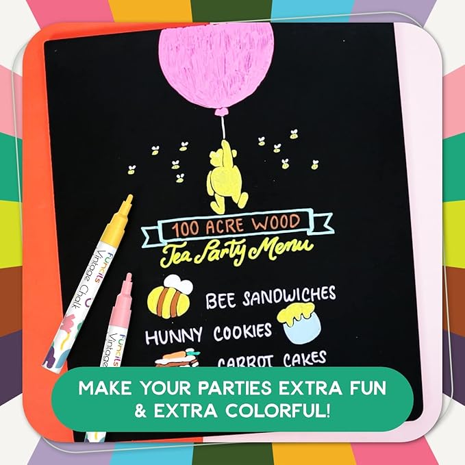 Vintage Liquid Chalk Markers for Chalkboard Signs, Blackboard, Window, Labels, Bistro, Glass, Car (10 Pack, 3mm) - Wet Wipe Erasable Ink Chalkboard Markers, Reversible Tip Liquid Chalk Pens