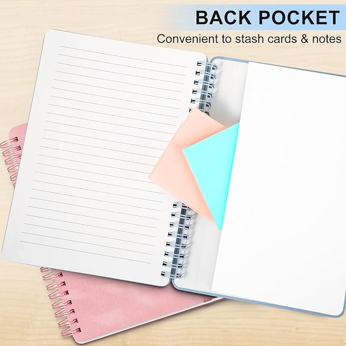 ABERLLS Blue Lined Spiral Journal Notebook with 160 Pages, 8×5.7in, A5 Spiral Notebook, Journaling Notebooks for Work, School, Women, Men, College Ruled Spiral Notebook, Hardcover Leather Journals