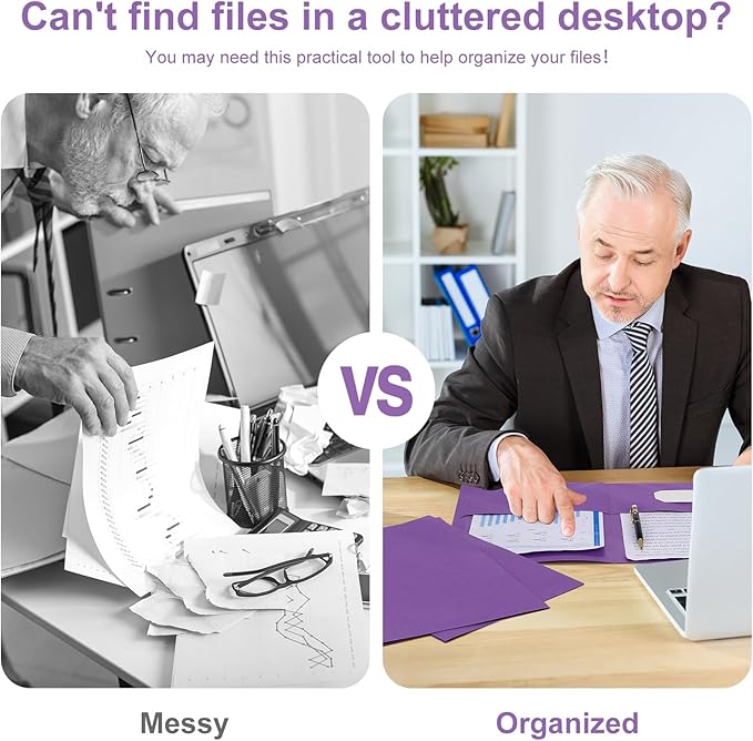 Harloon 75 Pack Two Pocket Portfolio Folders Bulk, 8.5 x 11 Inches Textured Paper with Business Card Slot Letter Size File Folders for Office School Classroom (Purple)